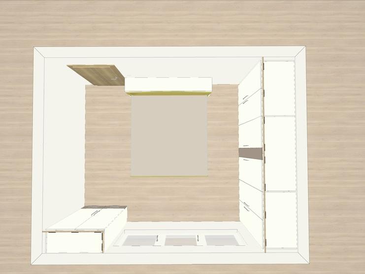 3D-Planung der Schlafzimmermöbel mit Bett animation