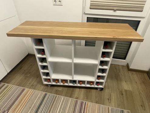 Multifunktionswagen mit Eiche Tischplatte